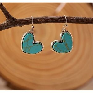 Heart shaped turquoise dangle earrings